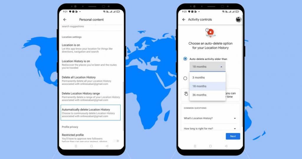 حذف تاریخچه مکان در Google Maps
